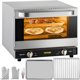 VEVOR Commercial Convection Oven, 21L/19Qt, Quarter-Size Conventional Oven Countertop, 1440W 3-Tier Toaster w/ Front Glass Door