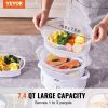 VEVOR Electric Food Steamer, 7.4Qt/7L Electric Vegetable Steamer with 2-Tier Stackable Trays