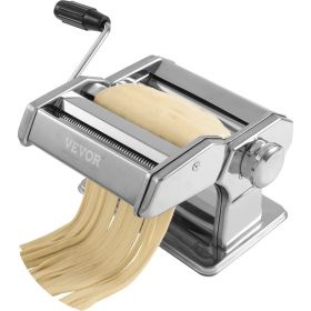 VEVOR Pasta Maker Machine, 9 Adjustable Thickness Settings Noodles Maker, Stainless Steel Noodle Rollers and Cutter, Manual Hand Press (With or Without Accessory: No, Power Mode: Manually)